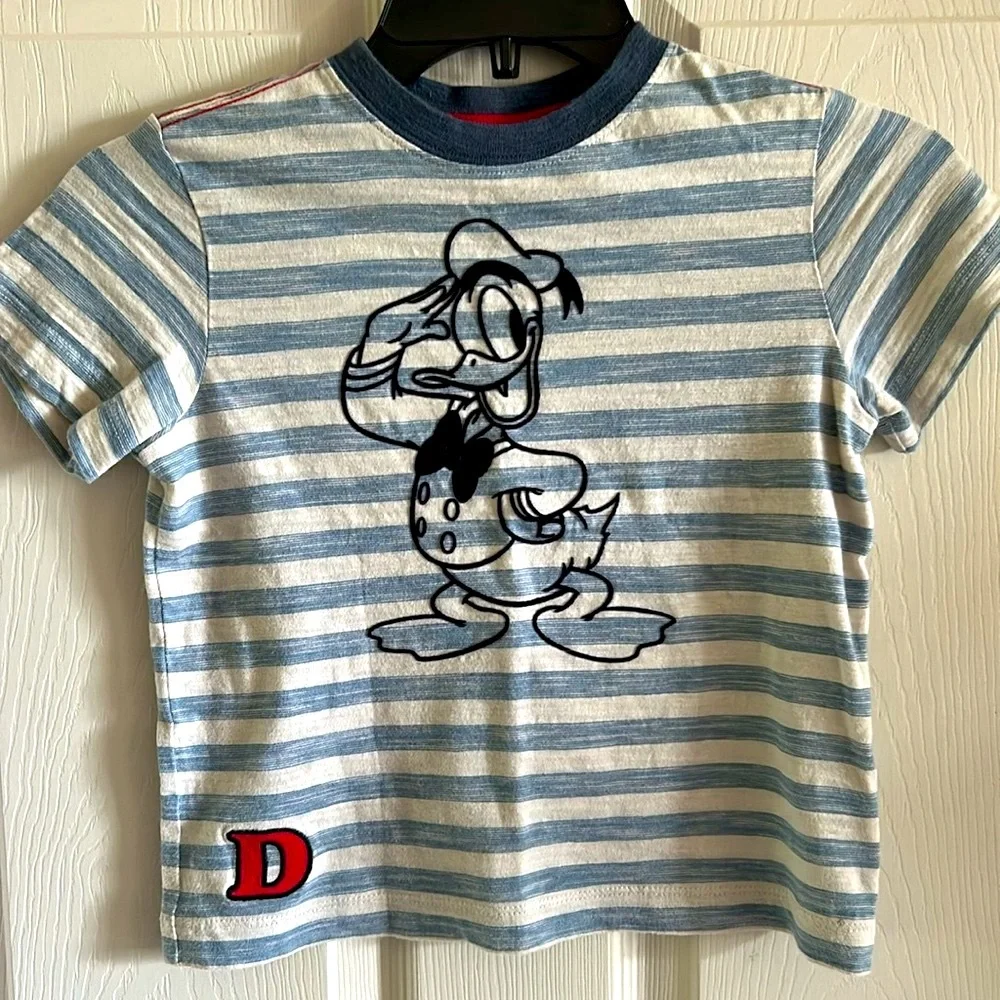 Hanna Andersson Donald‎ Duck Cotton Striped Short Sleeve Shirt Size 4 (100 cm)